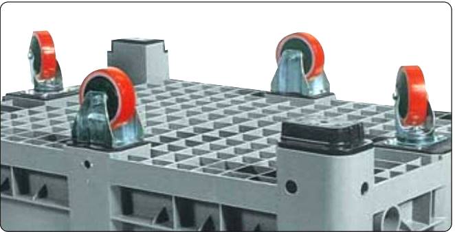 Bigbox 1090 F4X3 šedý, 4N, 2-2 kolečka 125 mm uprostřed stěn, perforovaný